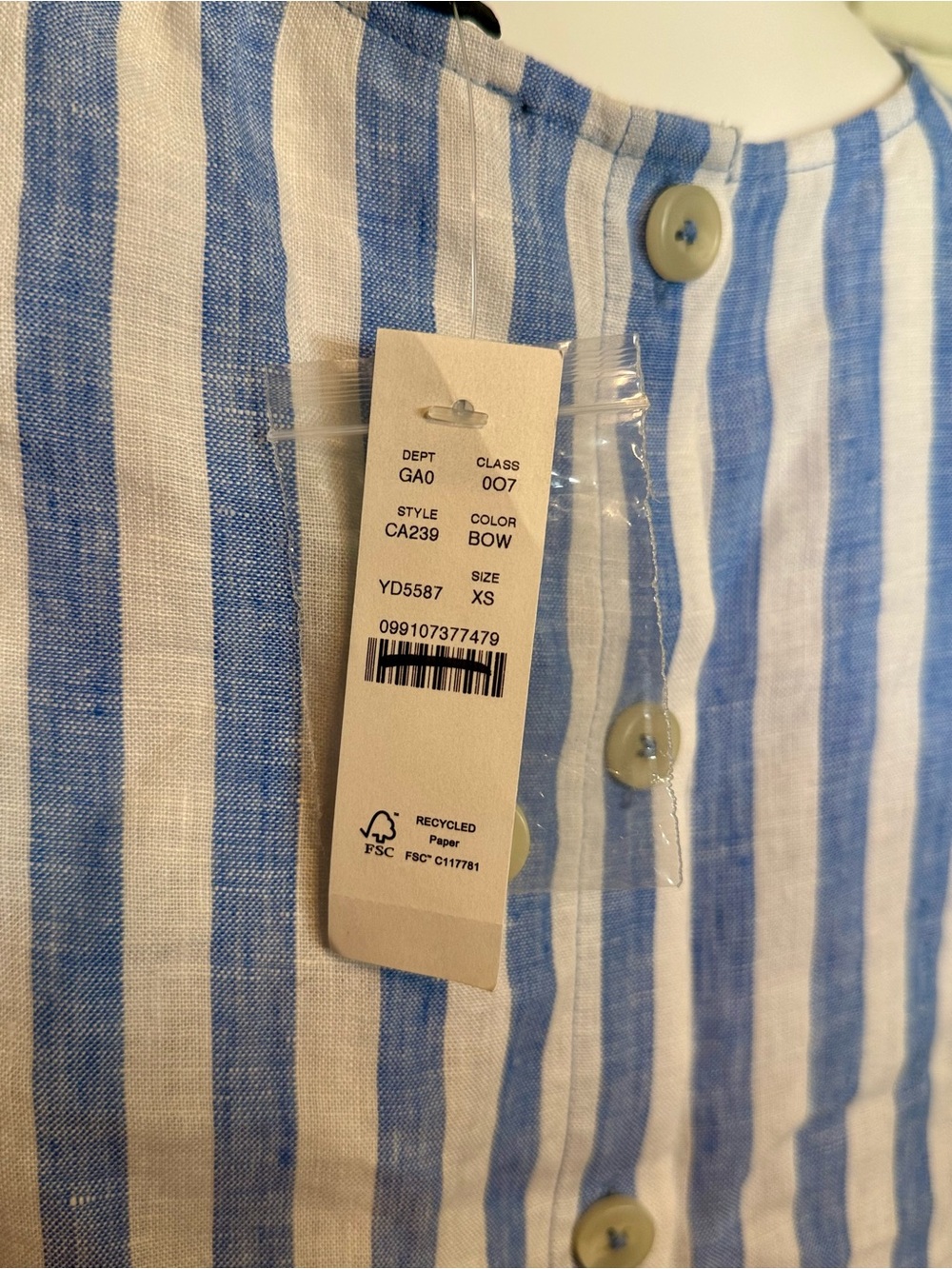 J. Crew Maxine Button-Back Top In Striped Linen - Picture 4 of 5